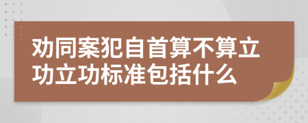 劝同案犯自首算不算立功立功标准包括什么