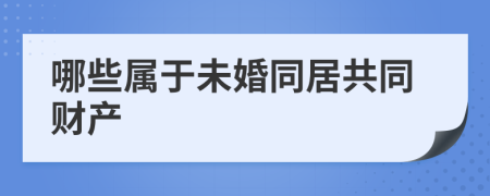 哪些属于未婚同居共同财产