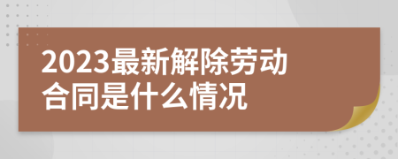 2023最新解除劳动合同是什么情况