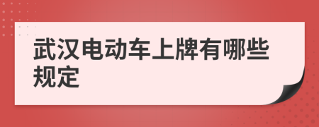 武汉电动车上牌有哪些规定