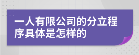 一人有限公司的分立程序具体是怎样的