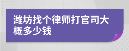 潍坊找个律师打官司大概多少钱