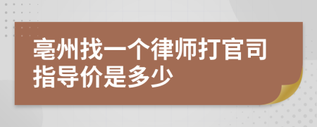 亳州找一个律师打官司指导价是多少