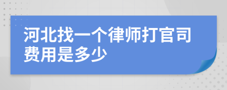 河北找一个律师打官司费用是多少