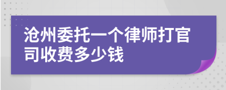 沧州委托一个律师打官司收费多少钱