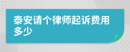 泰安请个律师起诉费用多少