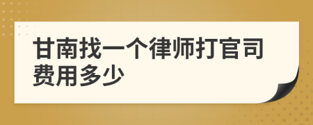 甘南找一个律师打官司费用多少