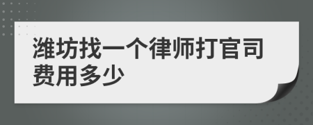 潍坊找一个律师打官司费用多少