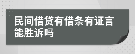 民间借贷有借条有证言能胜诉吗