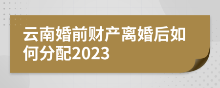 云南婚前财产离婚后如何分配2023