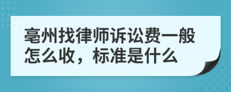 亳州找律师诉讼费一般怎么收，标准是什么