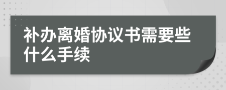 补办离婚协议书需要些什么手续