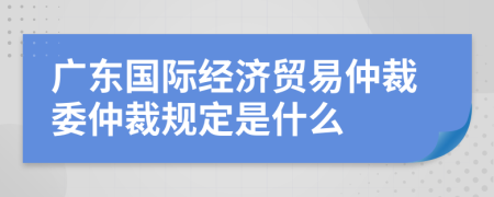 广东国际经济贸易仲裁委仲裁规定是什么