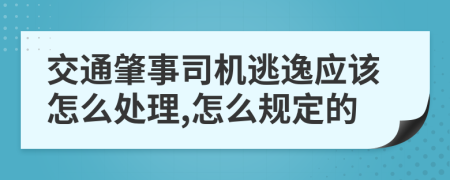 交通肇事司机逃逸应该怎么处理,怎么规定的