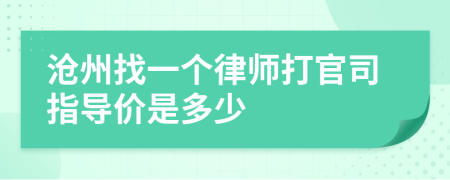 沧州找一个律师打官司指导价是多少