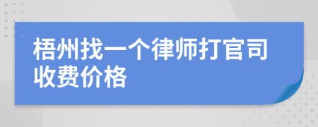 梧州找一个律师打官司收费价格