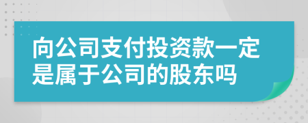 向公司支付投资款一定是属于公司的股东吗
