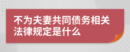 不为夫妻共同债务相关法律规定是什么