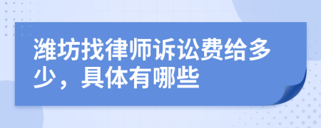 潍坊找律师诉讼费给多少，具体有哪些