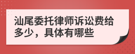 汕尾委托律师诉讼费给多少，具体有哪些