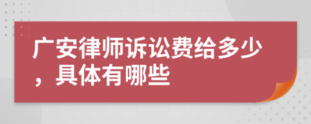 广安律师诉讼费给多少，具体有哪些