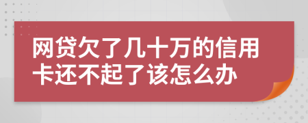 网贷欠了几十万的信用卡还不起了该怎么办