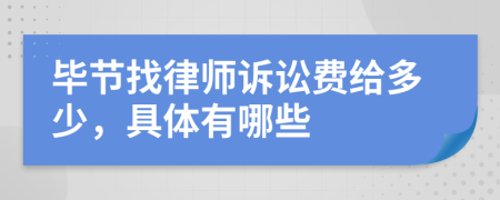 毕节找律师诉讼费给多少，具体有哪些