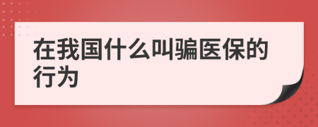 在我国什么叫骗医保的行为