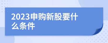 2023申购新股要什么条件