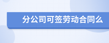 分公司可签劳动合同么