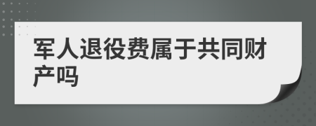 军人退役费属于共同财产吗