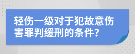 轻伤一级对于犯故意伤害罪判缓刑的条件？