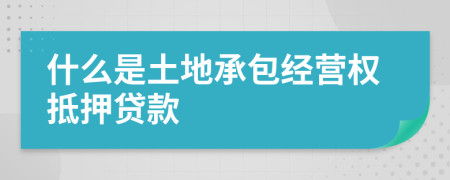 什么是土地承包经营权抵押贷款