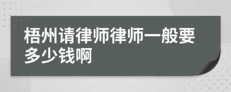 梧州请律师律师一般要多少钱啊