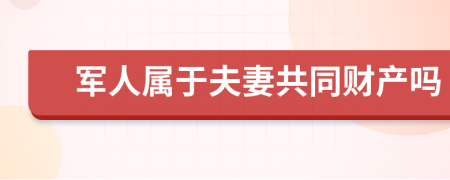 军人属于夫妻共同财产吗