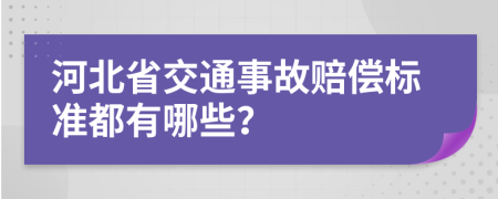 河北省交通事故赔偿标准都有哪些？