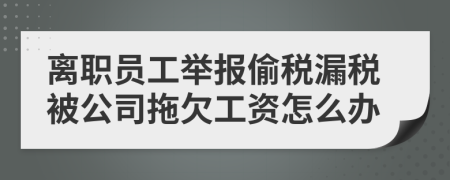 离职员工举报偷税漏税被公司拖欠工资怎么办