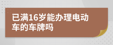 已满16岁能办理电动车的车牌吗