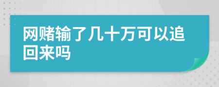 网赌输了几十万可以追回来吗