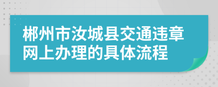 郴州市汝城县交通违章网上办理的具体流程