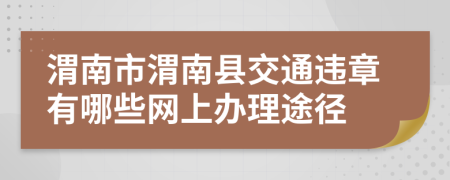 渭南市渭南县交通违章有哪些网上办理途径