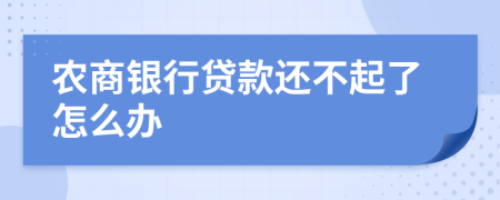 农商银行贷款还不起了怎么办