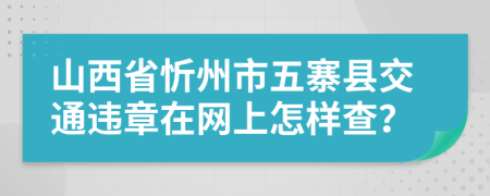 山西省忻州市五寨县交通违章在网上怎样查？