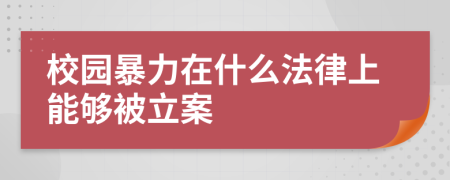 校园暴力在什么法律上能够被立案