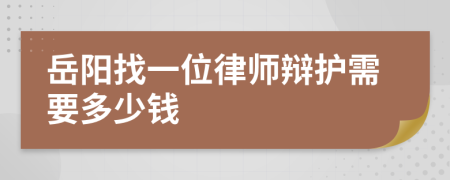 岳阳找一位律师辩护需要多少钱