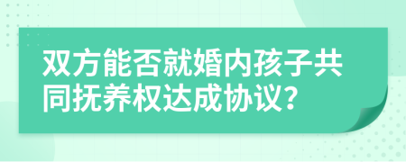 双方能否就婚内孩子共同抚养权达成协议？