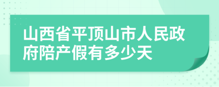 山西省平顶山市人民政府陪产假有多少天