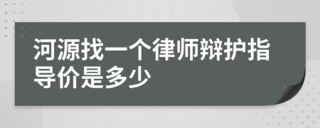 河源找一个律师辩护指导价是多少