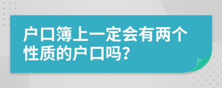 户口簿上一定会有两个性质的户口吗？