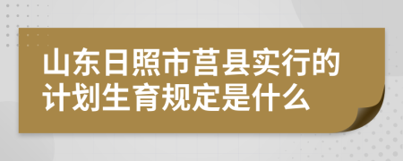 山东日照市莒县实行的计划生育规定是什么